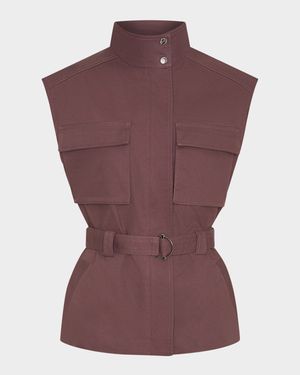 Danna Belted Stand-Collar Vest