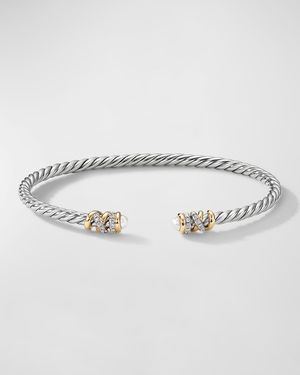 3mm Petite Helena Bracelet with Diamonds and 18K Gold in Silver