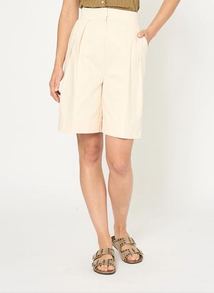 Ekyog - Bermuda à pinces uni en coton - Taille 42 - Blanc