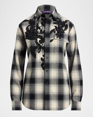 Leeann Embroidered Plaid Flannel Shirt