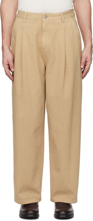 LE17SEPTEMBRE Tan Over-Dyeing Wide Tuck Jeans