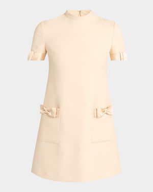 Crepe Couture Mini Dress with Bows