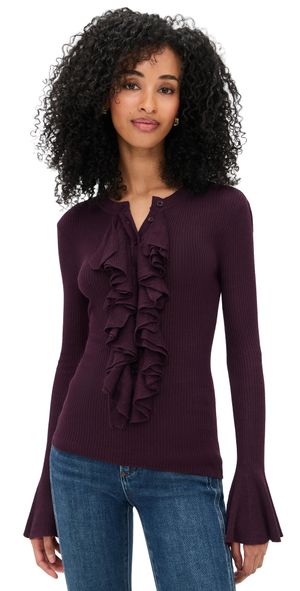 Generation Love Maisie Ruffle Sweater Malbec S
