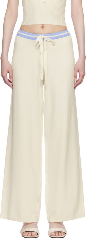 Frankies Bikinis Pantalon de détente Barrymore blanc cassé en tricot