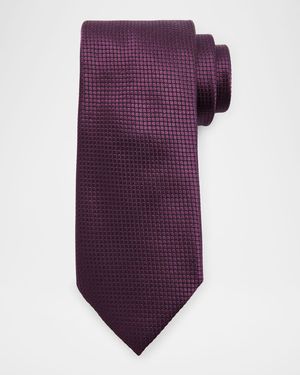 Men's Micro-Geometric Jacquard Silk Tie