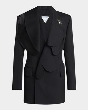 Bunny Lapel Brooch Compact Wool Jacket