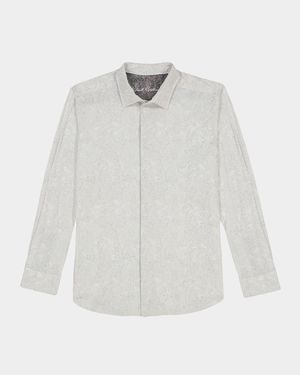 Men's Thurston Tonal Paisley Knit Button-Down Shirt