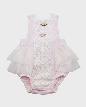 Girl's Grace Tiered Tulle Bubble Romper, Size Newborn-24M