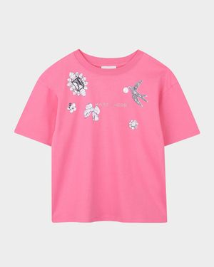 Girl's Scattered Jewels Printed T-Shirt, Size 4-6