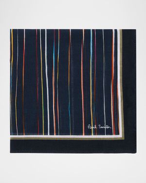Men's Blurred Signature Stripe Cotton Pocket Square