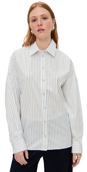 Helmut Lang Placket Cinch Shirt White/Navy S