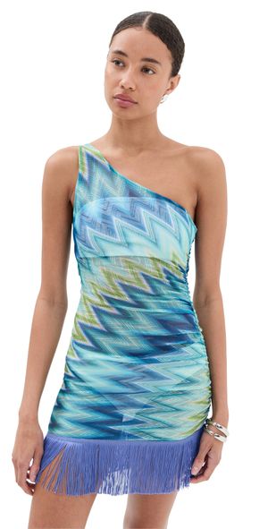 Missoni Short Coverup Blue And Green Macro Chevron 42