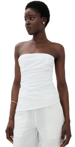 SIMKHAI Emerson Ruched Bustier White 8