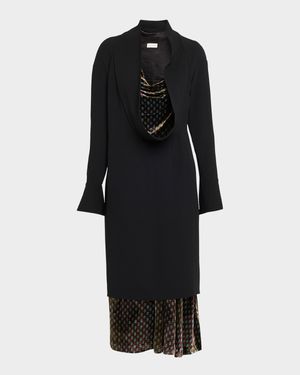 Delsey Cowl-Neck Long-Sleeve Midi Dress