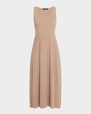 Markus Sleeveless Pleated Knit Midi Dress