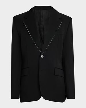 Men's Fitted Wool Raw-Edge Two-Button Blazer