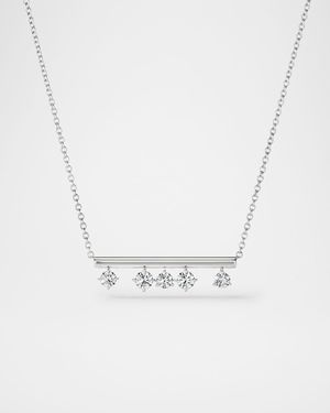 18K White Gold Barre Floating Diamond Pendant Necklace