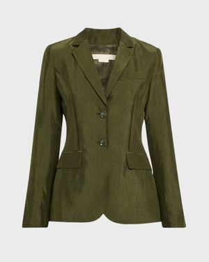Crinkled Satin Single-Breasted Blazer