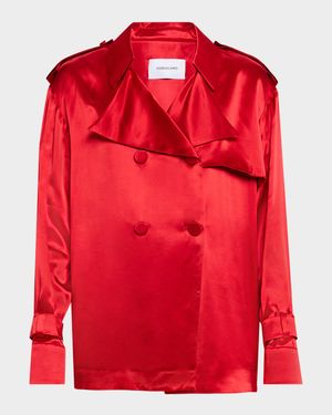 Double-Breasted Satin Jacket