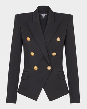 6-Button Fitted Wool Jacket
