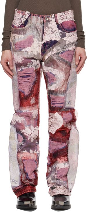 Who Decides War Red & Blue Overdyed Affinity Jeans