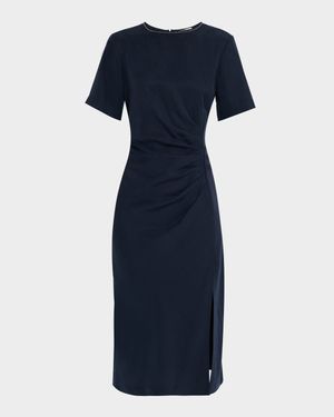 Ruched Punto Luce Viscose Midi Dress