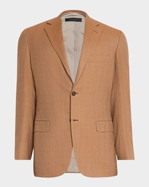 Men's Single-Breasted Herringbone Blazer