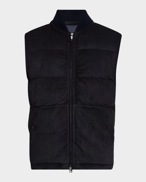 Men's Quilted Suede Full-Zip Vest
