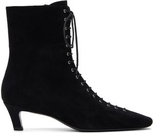 TOTEME Black Suede Lace-Up Boots