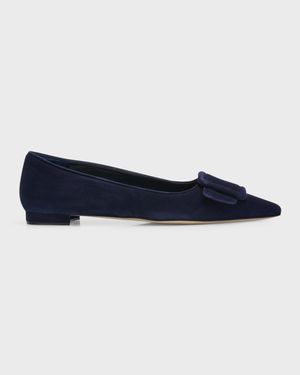 Maysale Suede Buckle Ballerina Flats
