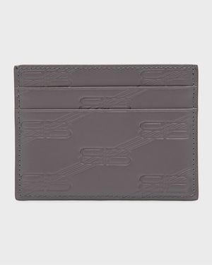 Men's Monogram Embossed Leather Card Case