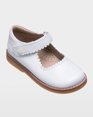 Girl's Scalloped Leather Mary Jane, Toddler/Kids