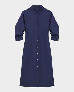 Fixed-Sleeve Poplin Shirtdress