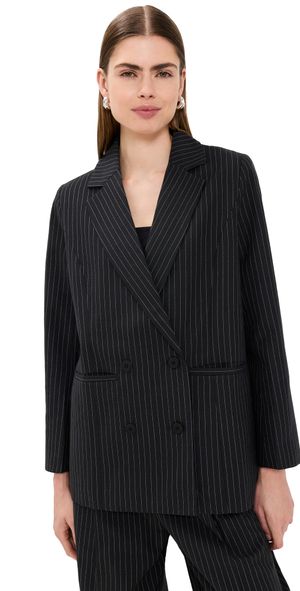 Lioness La Quinta Blazer Tan Pinstripe XS