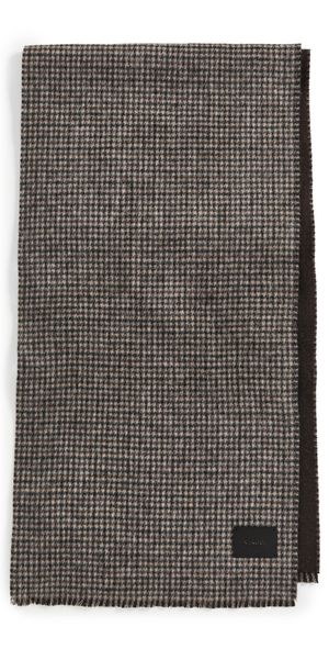 Vince Double Face Houndstooth Scarf Brown One Size