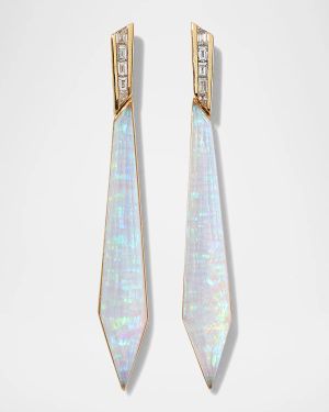 Stiletto Earrings with White Opalescent Quartz