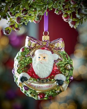 Wreath with Santa Christmas Ornament