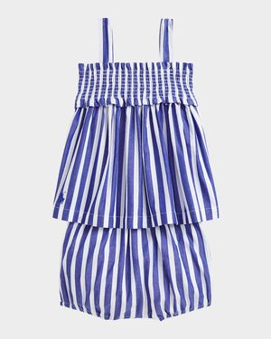 Girl's Smocked Striped Two-Piece Set, Size 3M-24M