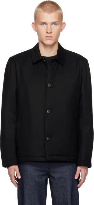 Sunspel Black Insulated Wool Jacket