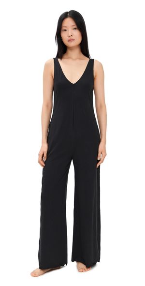 Lunya Organic Pima Double V Jumpsuit Immersed Black L