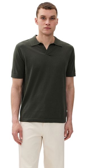 NN07 Ryan Johnny Collar Knit Polo Croc Green S
