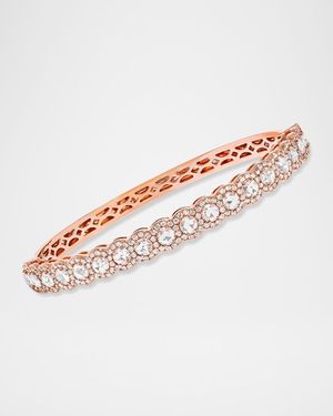 18k Rose Gold Half Scalloped & Scattered Diamond Bangle