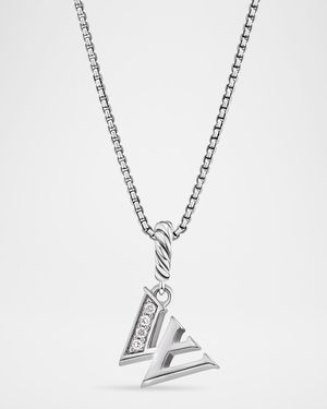 Pave Initial Pendant Necklace with Diamonds in Silver, 17mm
