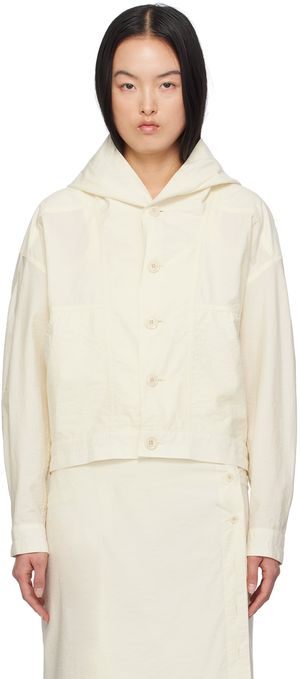 LEMAIRE Off-White Hooded Bomber Jacket