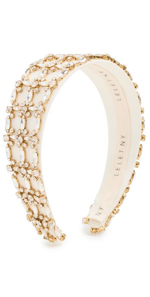 LELET NY Avril Crystal Wide Headband Ivory Crystal One Size