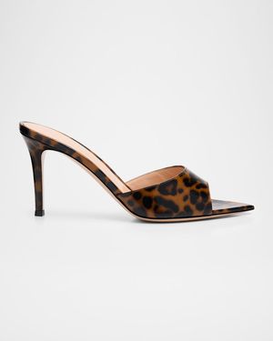 Elle Leopard Patent Leather Mule pumps
