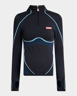 Seamless Quarter-Zip Hooded Shirt