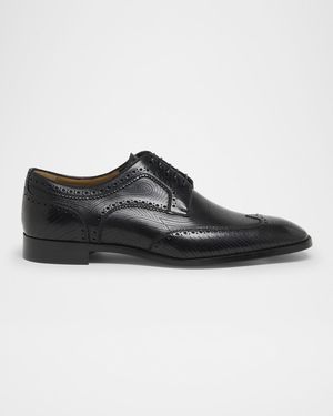 Men's Grave Patterned Leather Derby Shoes