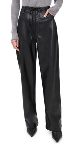 rag & bone Phoebe Faux Leather Draw Cord Pants Black M