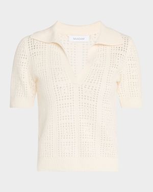Cashmere Open-Stitch Polo